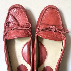 FRYE Leather Moccasin-Style Slip-On Shoes (Red)